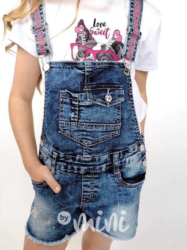 Jeans lacláčové kraťasy s kamínky