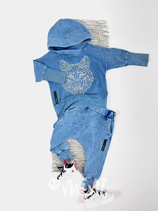 Despacito WOLF mikina acid wash blue