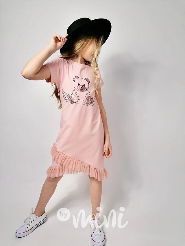 Teddy wings šaty s tylem pudder pink