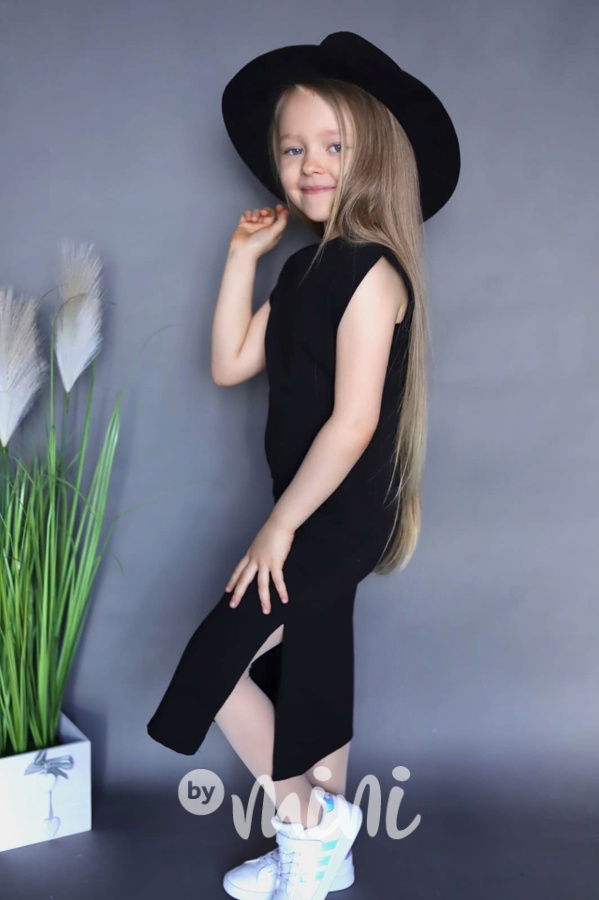 MIDI černé šaty s šátkem