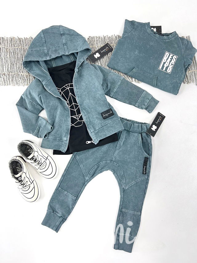 DESPACITO biker tepláky acid wash ocean blue