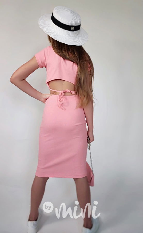 Triko + midi sukně + kabelka