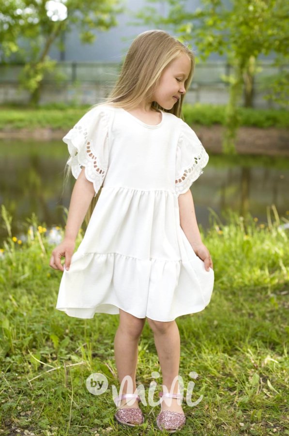 Romantic šaty s krajkovými rukávy white