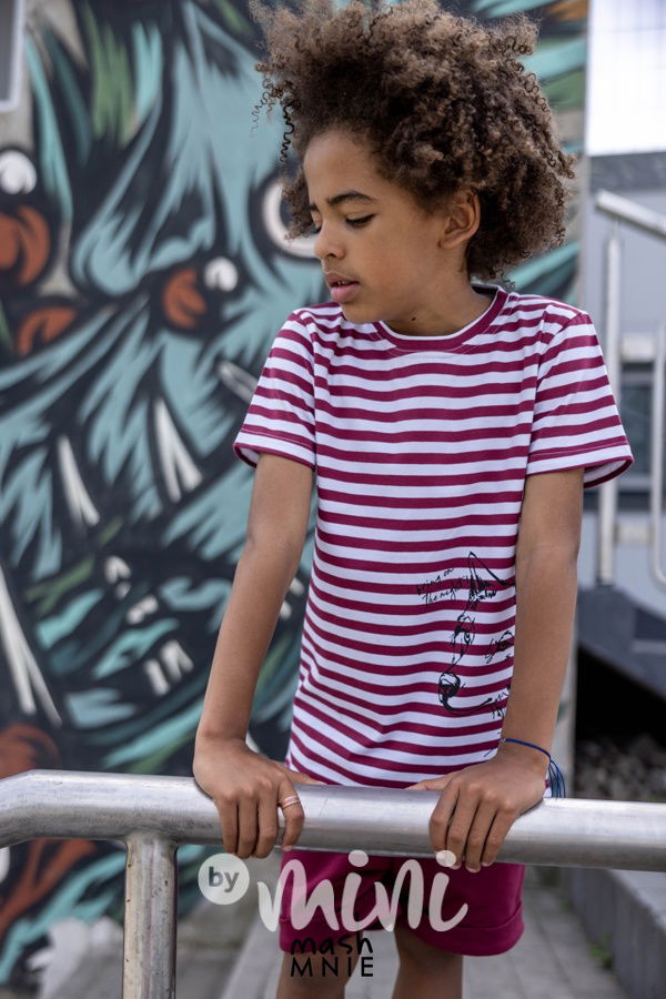 Pruhované triko WOLF white/bordo *MashMnie*