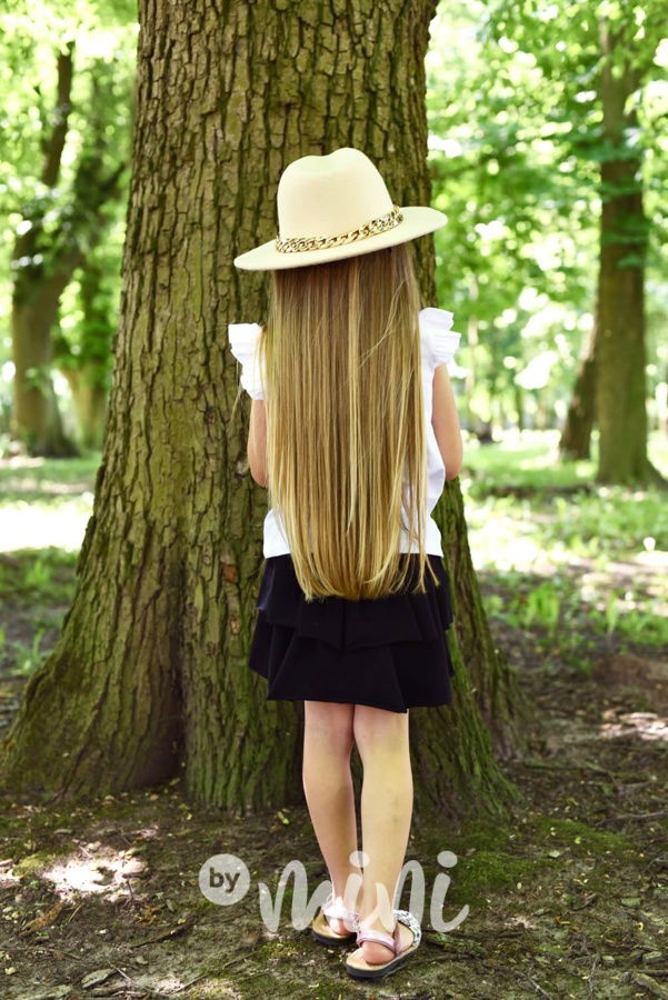 Bavlněná asymetrická frill sukně černá