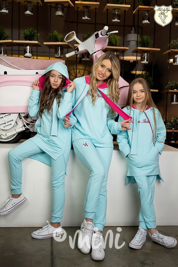 Voga long hoodie mikina tyrkys