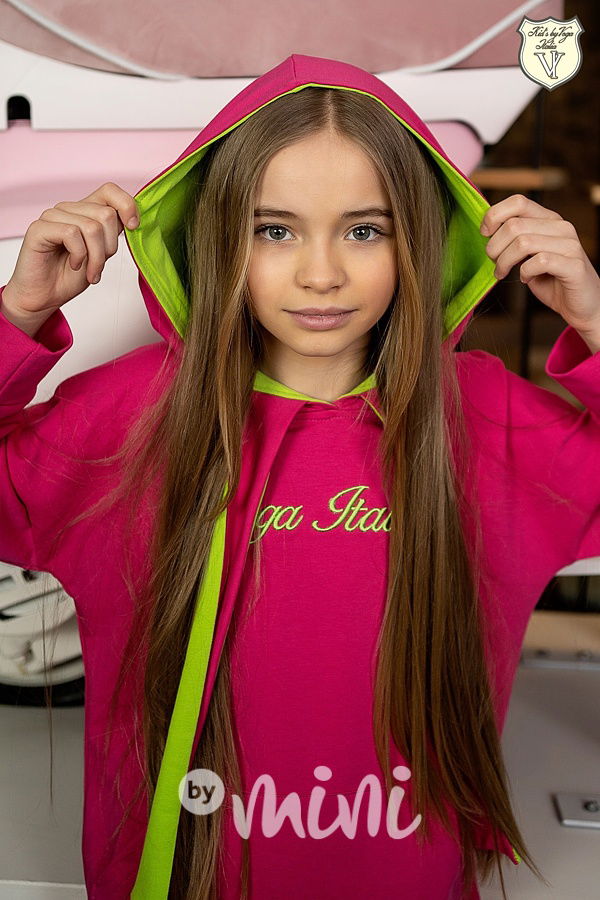 Voga long hoodie mikina amarant