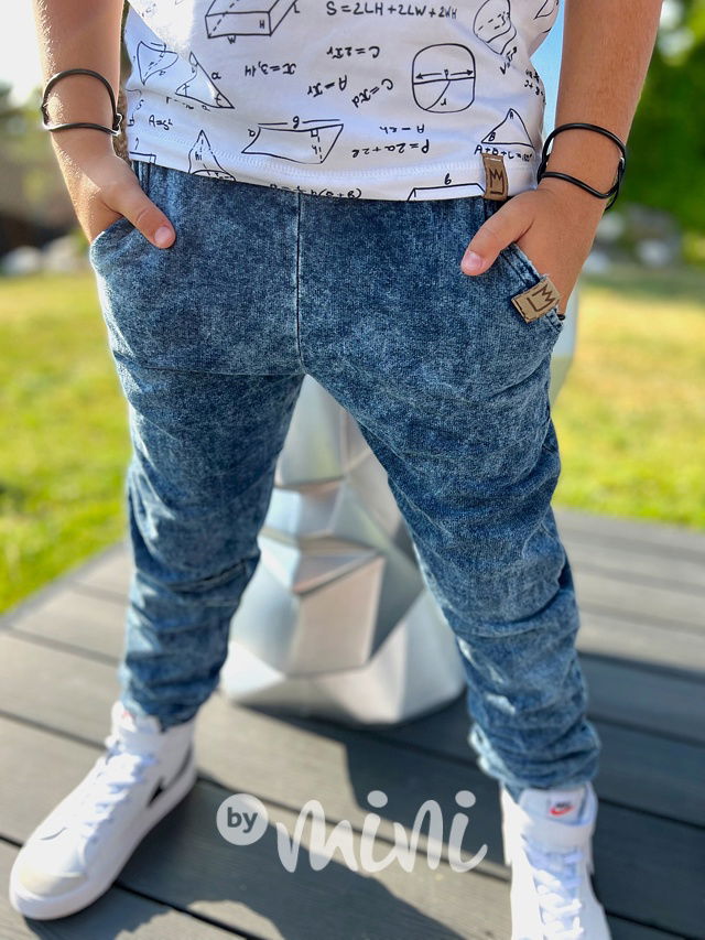 Acid wash denim jogger blue