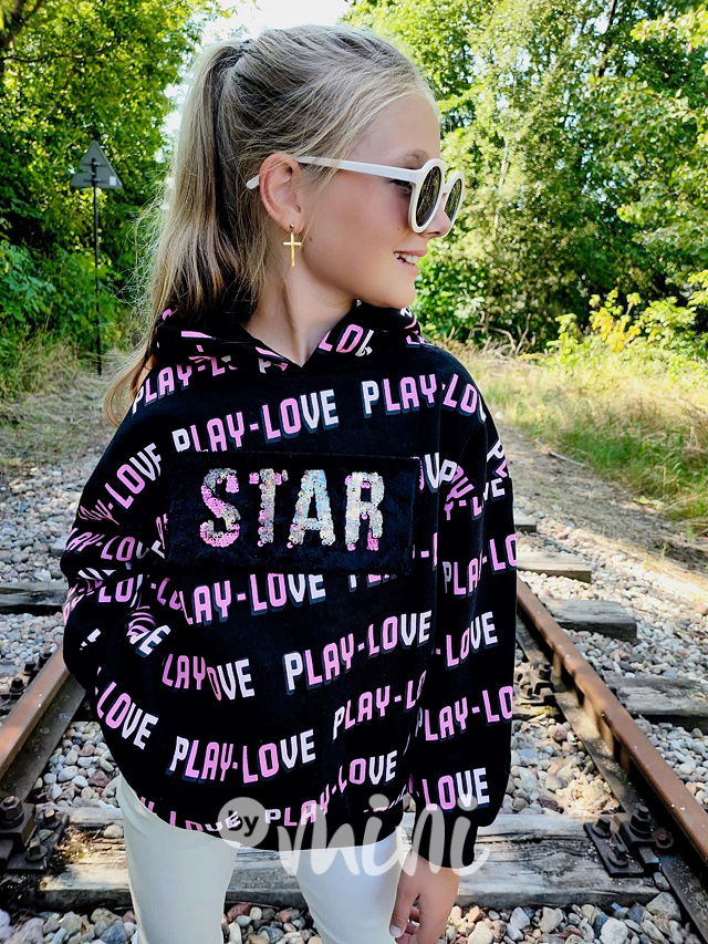 Flísová mikina STAR s flitry black