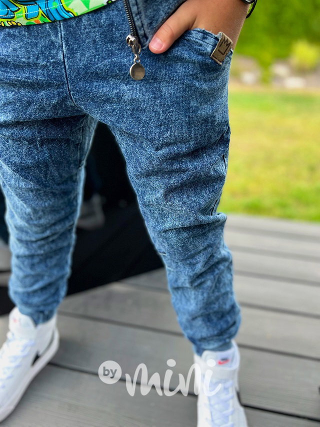 Acid wash denim cotton kalhoty