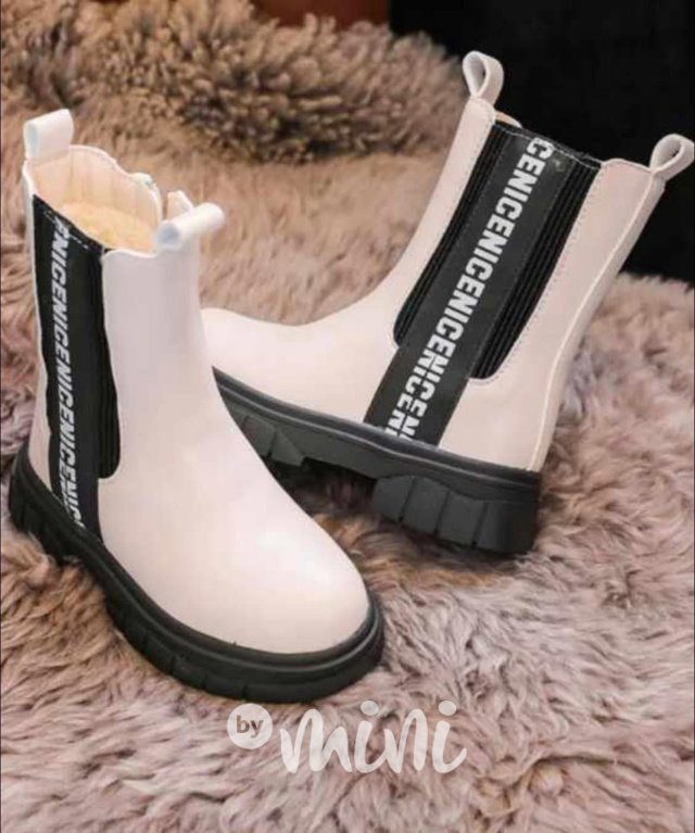 Vyteplené boots NICE krémové