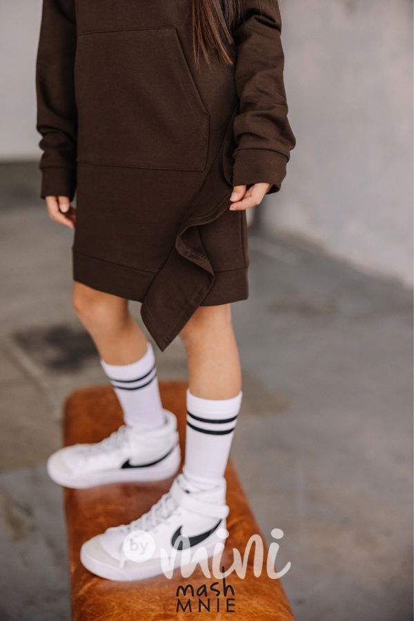 Mash Mnie hoodie frill tunika chocolate