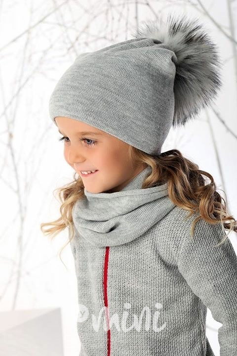 Winter grey pompon set
