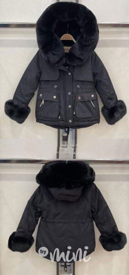 Zimní parka s teplým kožíškem černá