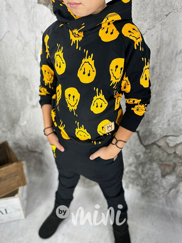 Yellow smiley mikina černá