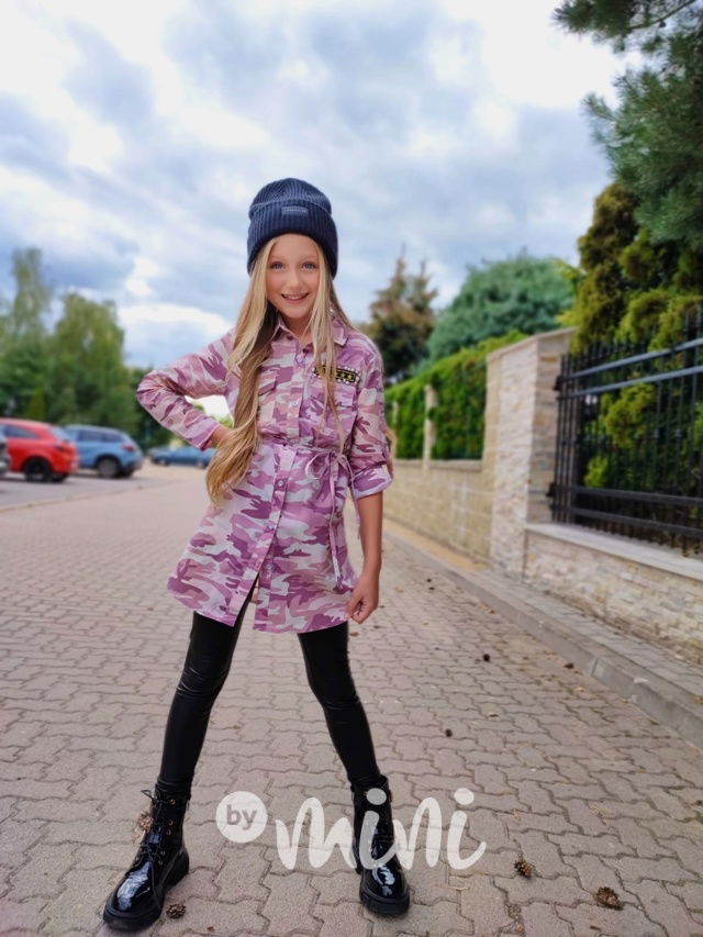 Pink army košilová tunika