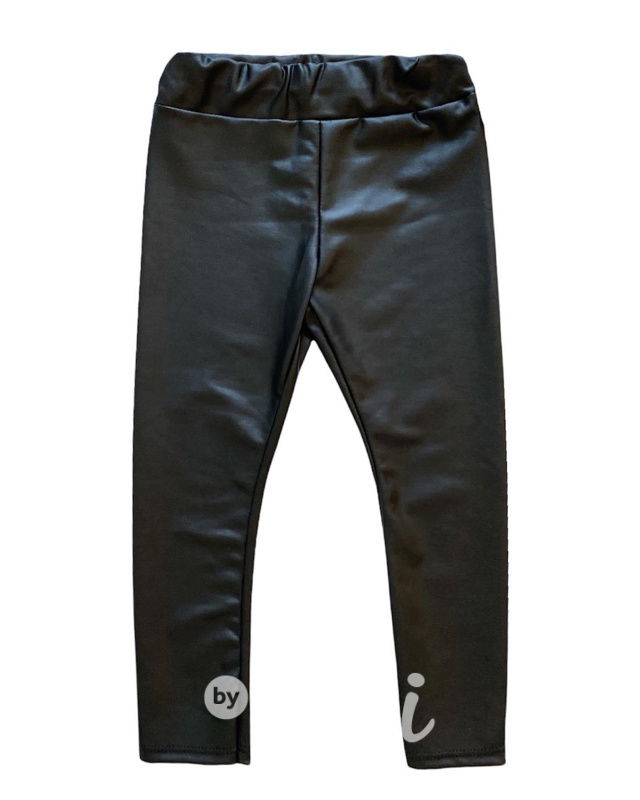 Eco leather podzimní legíny černé