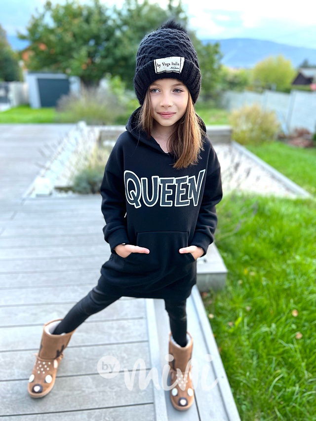 QUEEN zateplená mikinová tunika černá