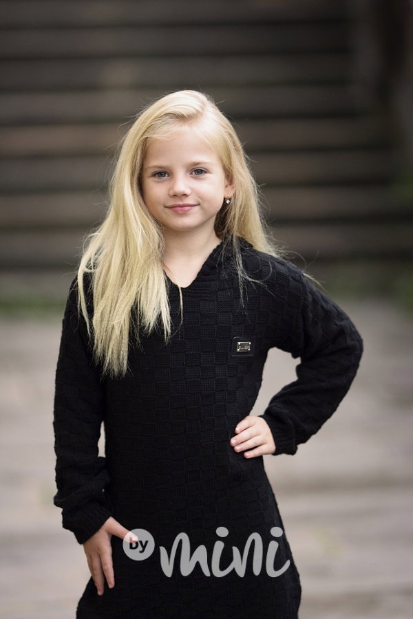 Svetrová hoodie tunika černá