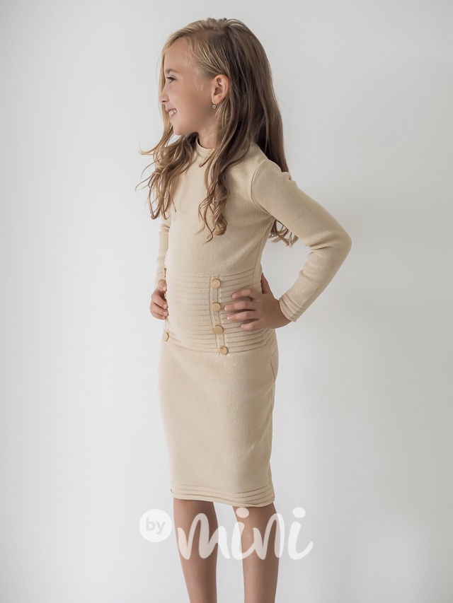 Svetříkové super stretch mini šaty béžové