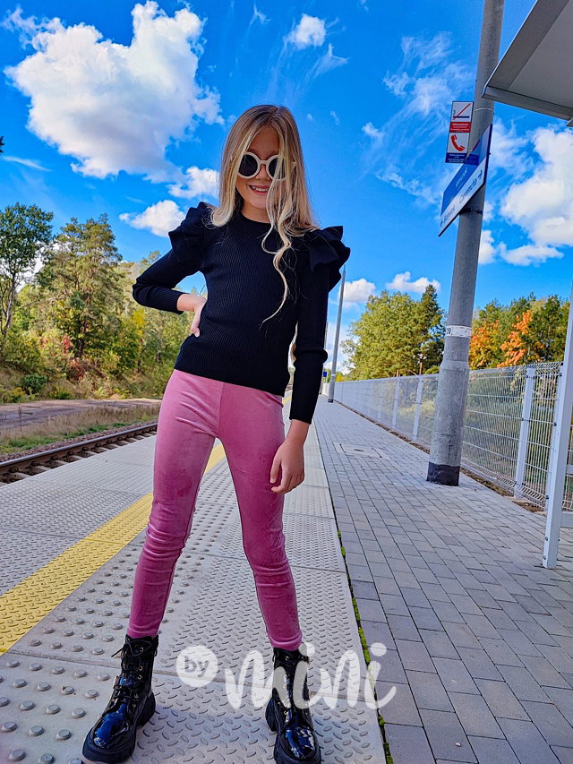 Podzimní teplé velur legíny pink
