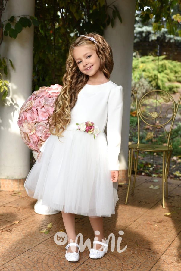 Luxury maxi tylové šaty blossom bílé