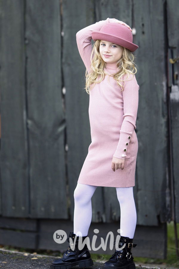 Svetříkové stretch šaty pudrové