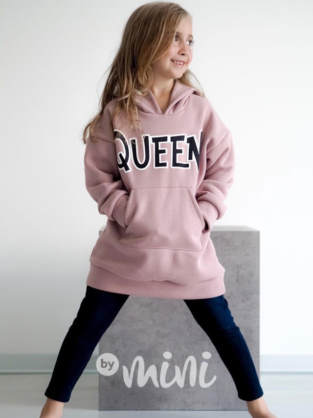 QUEEN zateplená mikinová tunika pudder