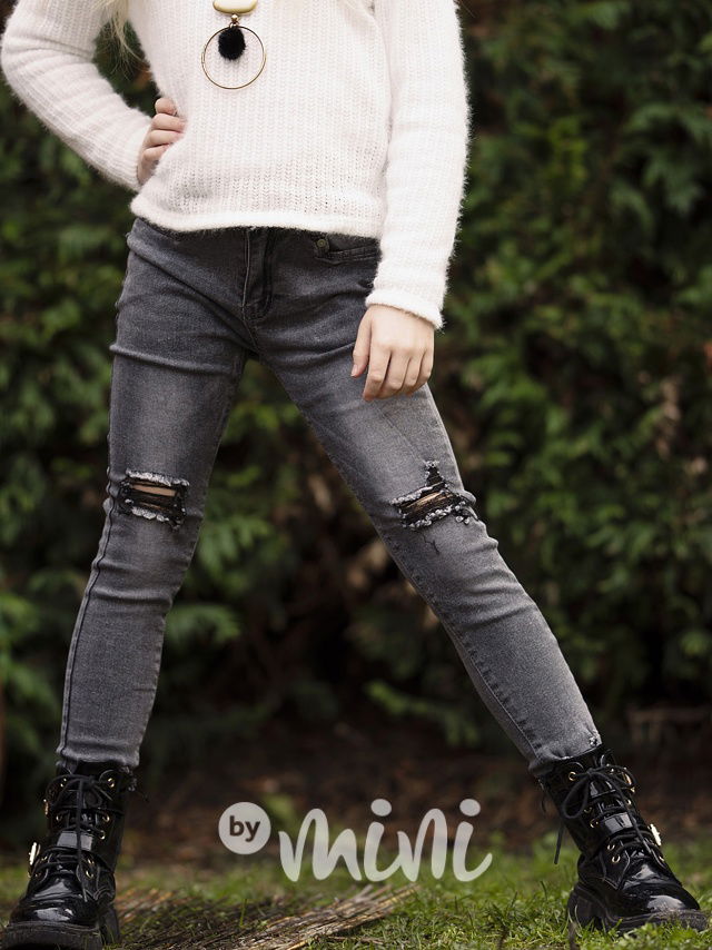 Slim ripped jeansy vintage grey