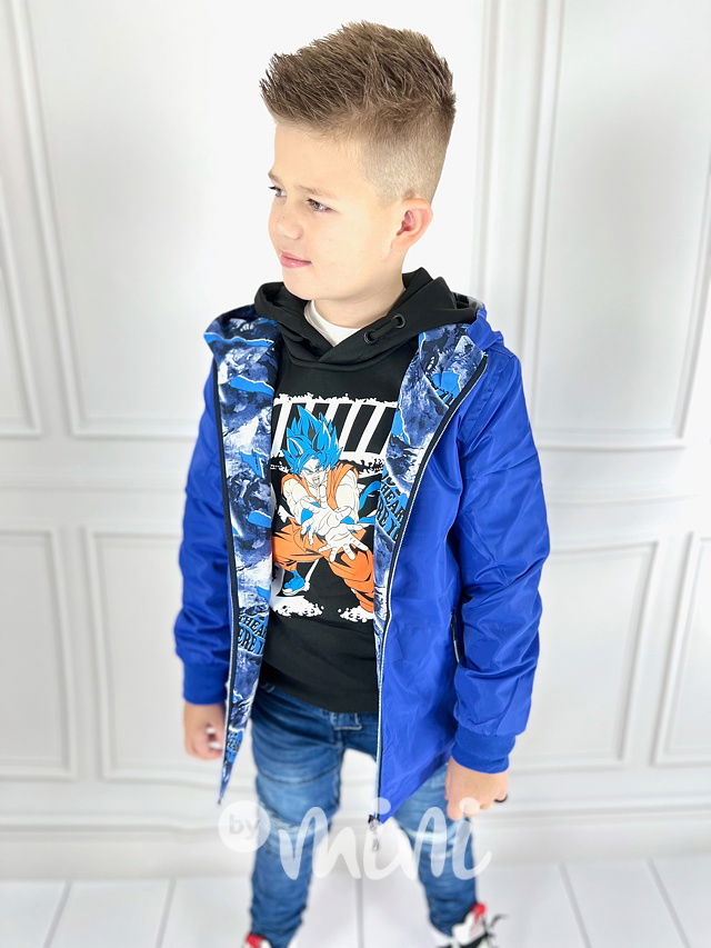 Oboustranná delší bunda modrá