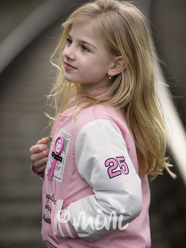 Jarní bomber bunda pink/white