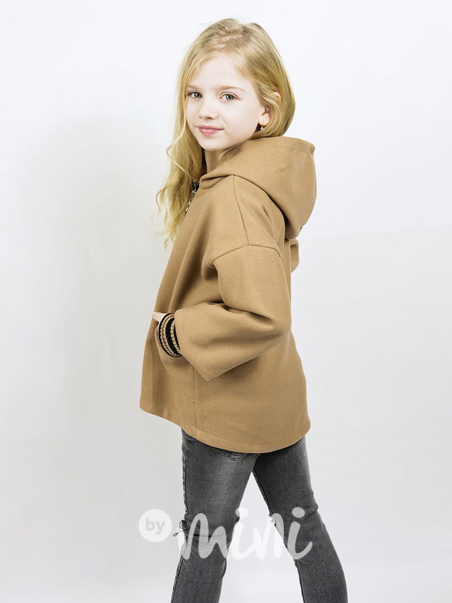 Flaušová bunda s dlouhými náplety béžová