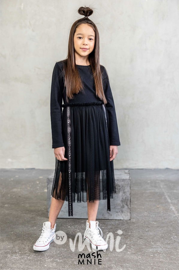 Mash Mnie midi šaty s tylem černé