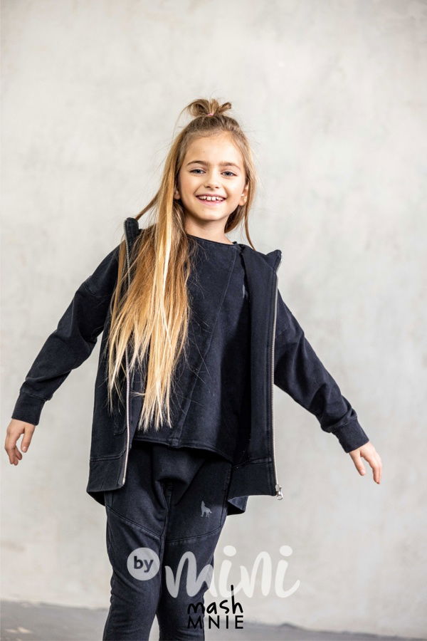 Mash Mnie vintage long černá mikina WOLF