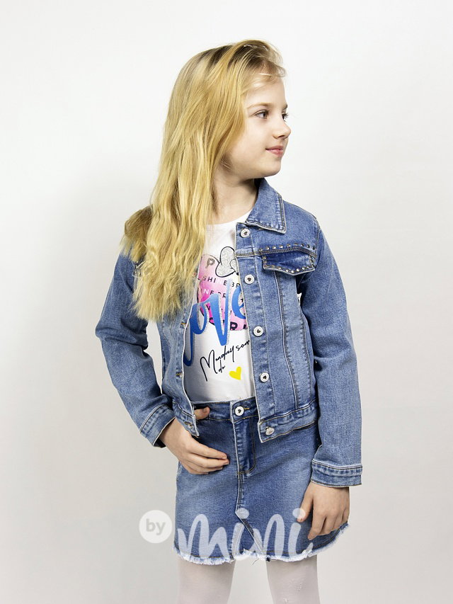 3-dílný jeans komplet LOVE white