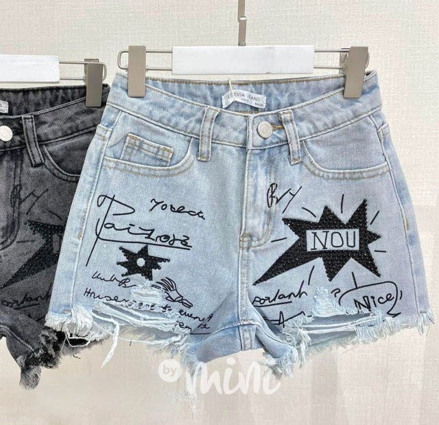 Fashion jeans shorts s kamínky