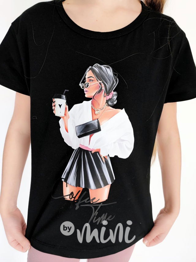 Coffee time triko černé