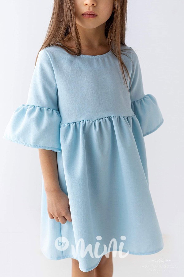 Baby blue Lily Grey šaty s balonovými rukávy