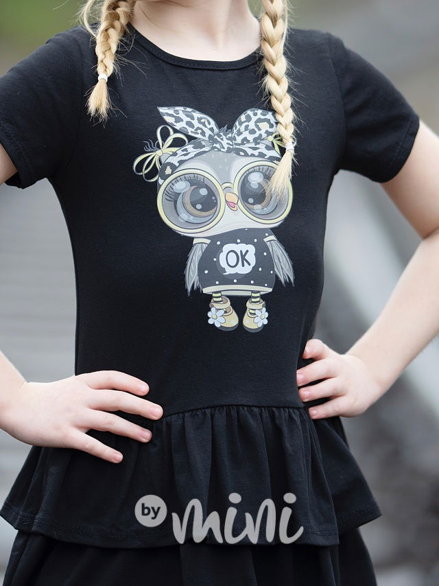 Bavlněné šaty sovička černé