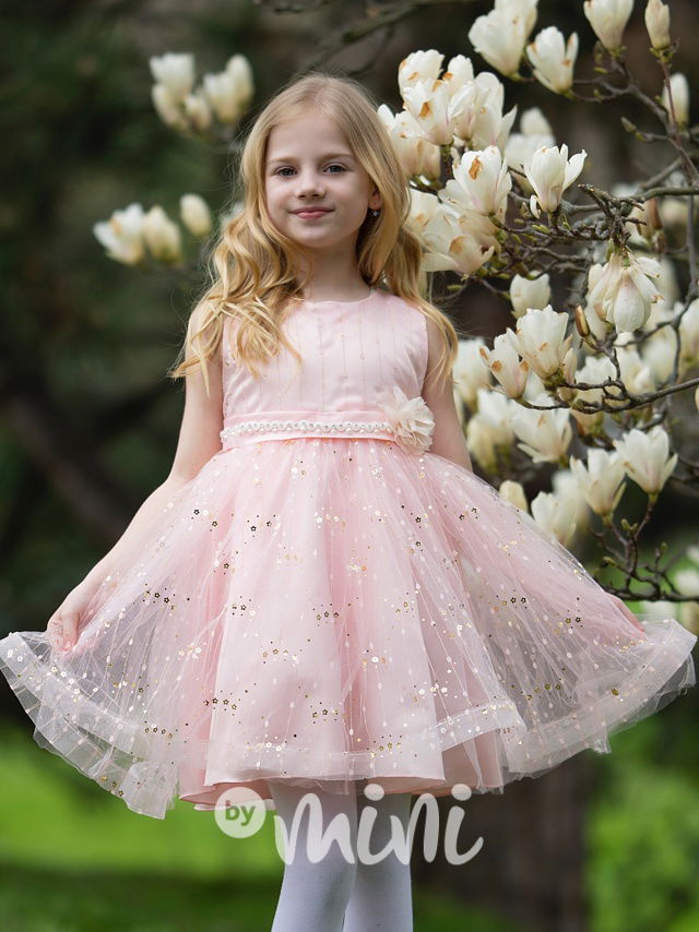 Slavnostní zdobené šaty růžové