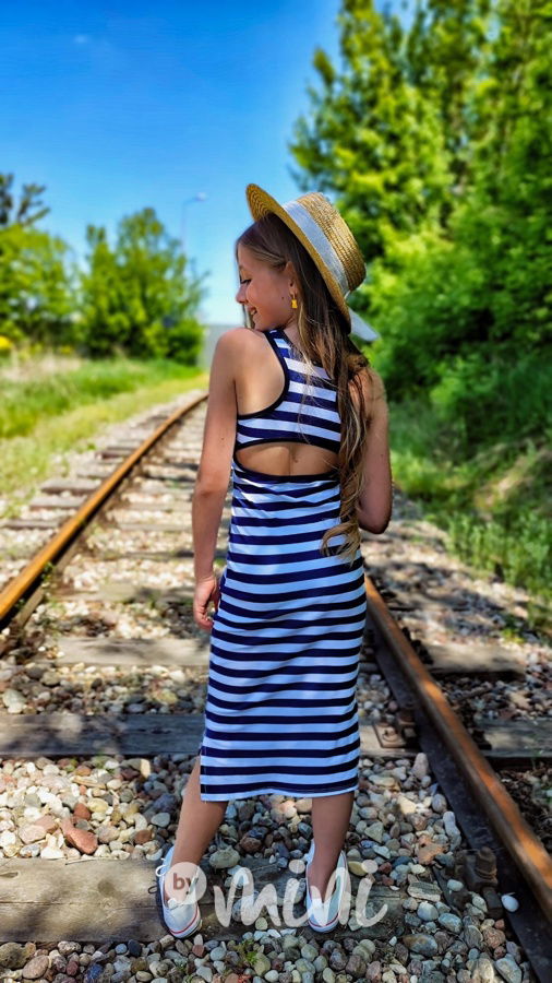 Marina pruhované midi šaty
