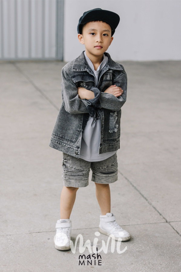 Mash Mnie biker jeans shorts grafit