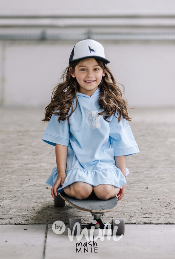 Mash Mnie hoodie šaty wolf baby blue