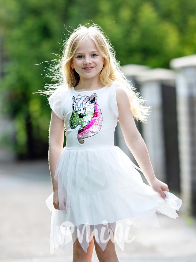 Unicorn tylové šaty white