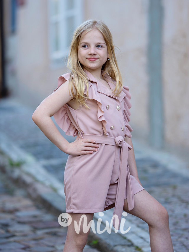 Volánkový overal pudder pink