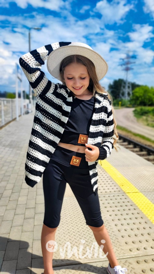Černé žebrované legínové kraťasy