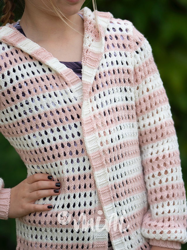 Pruhovaný kardigan pink/white