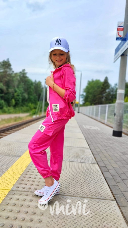 Mikina + cargo tepláky růžové