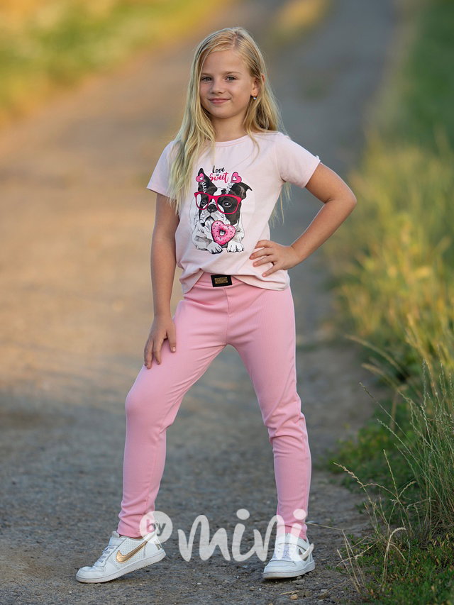 Žebrované jegginy pink