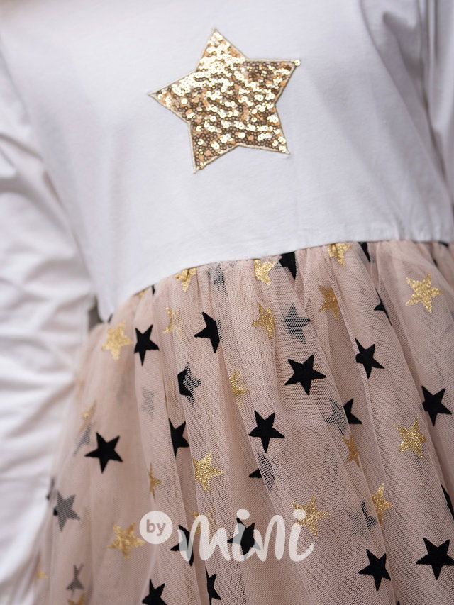 STARS šaty s tylem white/beige
